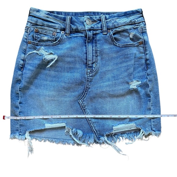 American Eagle Outfitters Blue Distressed Denim Mini Skirt - Picture 6 of 11